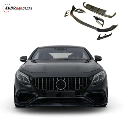 S Class Coupe C217 B Style Body Kit Front Lip Rear Diffuser Fog Light Cover Rear Bumper Dry Carbon Fiber Conversion Kit