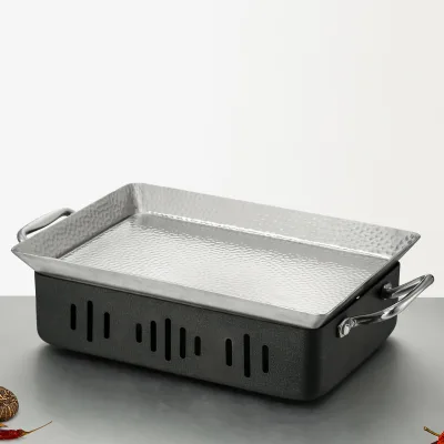 Rectangular Stainless Steel Camping Barbecue Stove, Heating Furnace, Alcohol Oven, Fish Grill Board, Household Outdoor Use