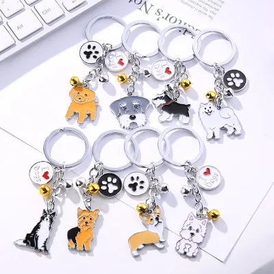 Promotional Gift Wholesale Metal French Bulldog Dog Keychain Cute Pet Keyring Chain