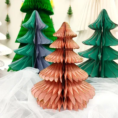22cm Collapsible Eco Friendly Handicraft Christmas Tree Paper Honeycomb Factory CE-8P053 Party Decoration
