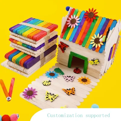 Wholesale Colored Wooden Sticks Craft Sticks Slats for DIY Kindergarten Arts Crafts Projects for Kids