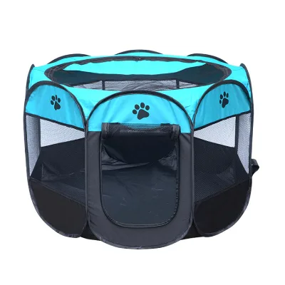 Portable Folding Pet Carrier Tent Dog House Playpen Cage Dog Easy Operation Octagon Heavy Dog Playpen