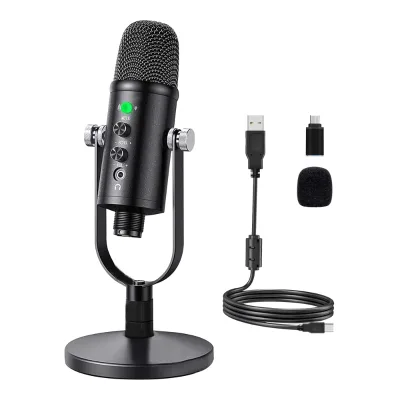 USB Condenser Gaming Microphone for PC PS4 PS5 Mac Cardioid Polar Pattern Computer Mic-for Teaching and Smart Phones