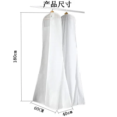 Factory-Stocked Extra-Large Nonwoven White Wedding Dress Dust Cover Trailing Fishtail Hem Dust-Proof Mold-Proof Garment Bag