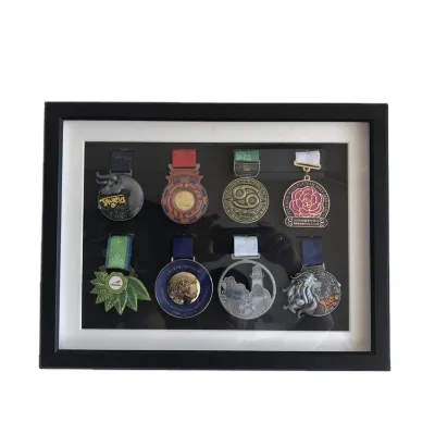 Solid Wood Single Medal Display Case Wall Mount Frame for Marathon Medal Customizable Size DIY Wholesale