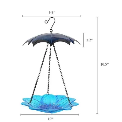Factory Wholesale Flower Bird Feeder New Design Hanging Glass Bird Bath for Outdoor