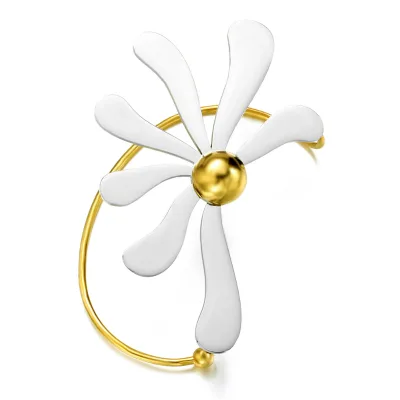 Gold Silver Matching Little Daisy 18k Gold Stainless Steel Waterproof Nonallergy Ear Hanging Accessories 2 Tone Daisy Ear Cuff