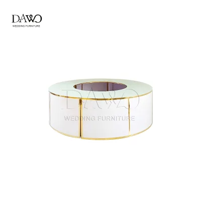 Modular Hollow Circular Display Table White Top Gold Trim Half Ring Wedding Bar Counter Event Rental Furniture