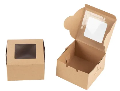 Wholesale New Small Bakery Boxes Window Snacks Mini Pies Party Gifts Cafe Restaurant Takeaway Candle Recycled Kraft Paper Sugar