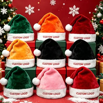 Classic Red Christmas Cap White Plush Santa Hat Factory Direct Santa Hat Branded High Quality Xmas Santa Cap