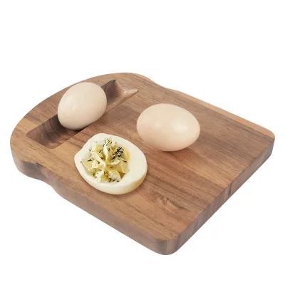 New Design Eco- Friendly Kitchen Acacia Wood Breakfast Tray Egg Serving Board Charcuterie Board for Kitchen