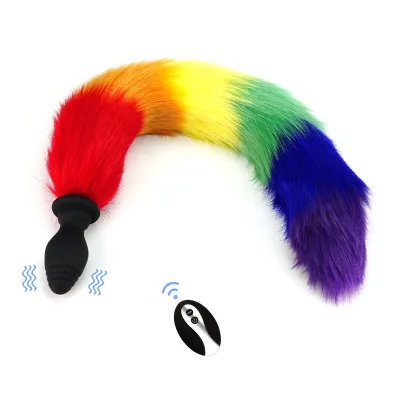 Colorful Fox Tail Vibrating Plug with Remote Control Body Insert BDSM Cosplay Role-Play for Women Men Bondage