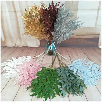 Y-M014 Wholesale Wedding Party Decoration Artificial Greenery Plants Salix Leaf Silk Willows Leaves for Wedding Decor