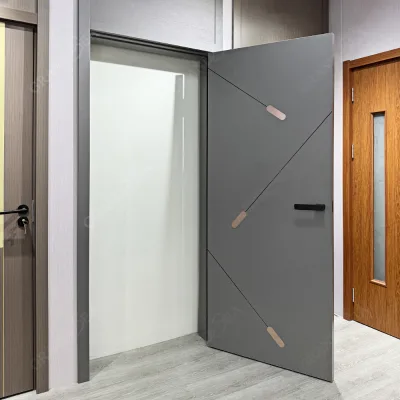 Foshan Factory Customized Solid Wood Casement Front Doors for Home Wooden Interior Doors H210 Width With Locks
