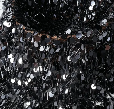 European American Dramatic Sexy Style Organic Metallic Luxury Heavy Beaded Tube Beads Sequins Embroidery Mesh Lace Fabric