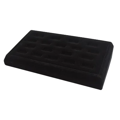 67037 18 Slots Fashion Black Jewelry Showcase Velvet Ring Display Organizer Tray