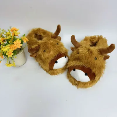 OEM Cross-Border Hot-Selling Furry Breathable for Slippers New Autumn Winter Home Thick-Soled Stylish Cartoon Plush Upper Cotton
