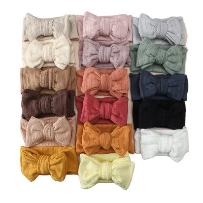 Wholesale Soft Jacquard Nylon Hairband for Baby Girls Wide Acrylic Bow Headband Without Hurting Skin or Hair