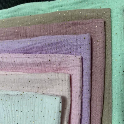Organic Cotton Crepe Fabric Clothing Fabric Silver Foil Pure Cotton Double-layer Solid Color Soft and Breathable Clothing Fabric