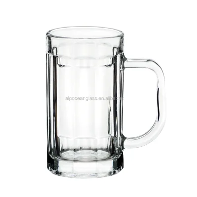 Alpocean Wholesale Bar Drinking Accessories 12 oz Cylinder Shape 350ml Stein Beer Mugs Glasses with Handle