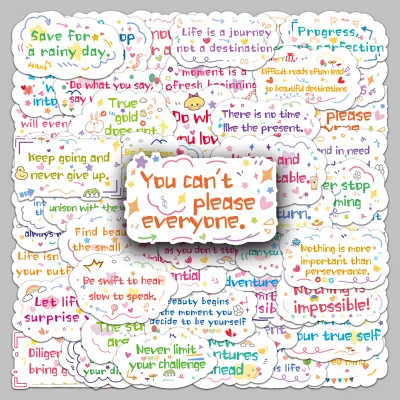50PCS Factory Direct Sales Creative Decorative Waterproof Inspirational English Sentences Stickers for Water Cups & Rooms