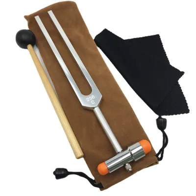 SE9651 Percussion Tuning Fork Aluminum Alloy 256 Tuning Forks with Hammer C256 Healing Tuning Fork with Hammer Wiping Cloth
