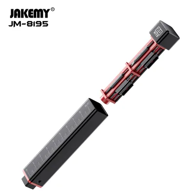 JAKEMY JM-8195 21-in-1 Concealed Screwdriver S2 Double-Ended Bits Hidden Handle Design with Ruler EDC Pocket Tool
