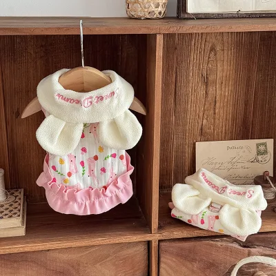 Pet Dress New Pet Clothing Cat and Dog Warm and Cute Rabbit Dress