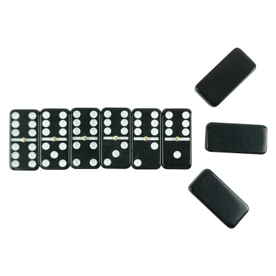 Classic Custom White Dot Black Domino Set Doble Double 6 Domino Tiles Gold Nail Color Plastic Box From Dominoes Factory