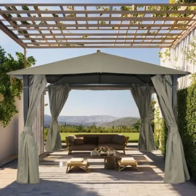 Hot Sale Single-Topped Hand-Painted Aluminum Pergola Iron Metal Outdoor Garden Luxury Bioclimatic Plastic Balcony