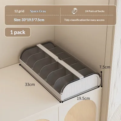 Wholesale 12 Compartment Underwear Storage Box Plastic Sock Drawer Divider Organizer for Ties Scarf Space Saving Closet Bin
