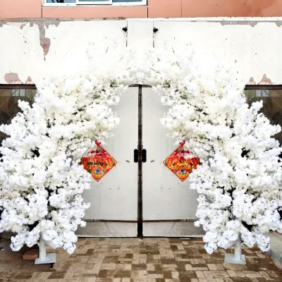 Outdoor pink White Fakes Arch Cherry Trees Artificial Dwarf Cherry Blossom Sakura Weeping Tree for Wedding Decoration
