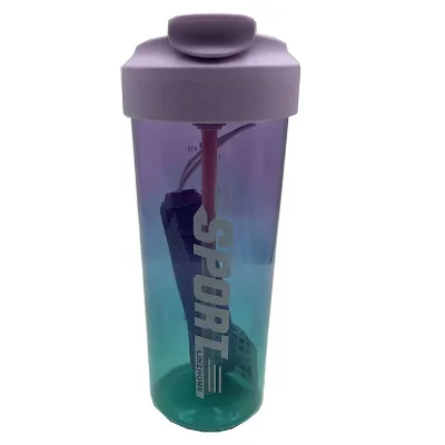 Plastic Water Bottle With Fruit Infuser Strainer Time Marker Large 22oz No Sweat Sleeve Leak Proof Gym Bottle BPA Free