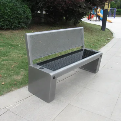 WiFi-Controlled Smart Solar Bench Chair Seats Waterproof Park Benches for Garden Patio Monocrystalline Solar Panel MPPT
