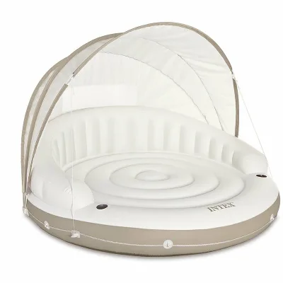 Intex 58292 78FT X 59IN Lounge Bed Raft Float Canopy Island Folats Inflatable Floating Bed with Sun Shelter