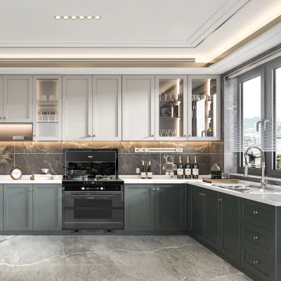 Custom Modern Simple Design Wall Kitchen Furniture Unit Cabinet Door Modular Black Lacquer Kitchen Cabinet