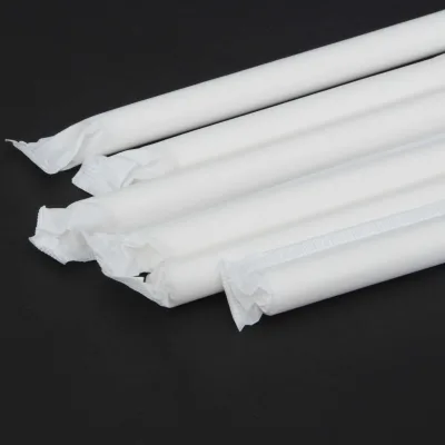 Essential White Disposable Drink Safe Straws for Hotels Restaurants Wrapped Paper Straw for Water Hotel Restaurant Essential