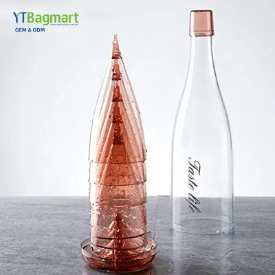 Champagne Glasses Plastic Set with Storage Bottle Reusable Blue Portable Champagne Glasses Wedding Set for Travel & Picnics