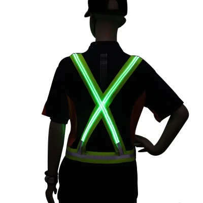 Double Optical Fibers LED Light Safety  Reflective Vest for Running