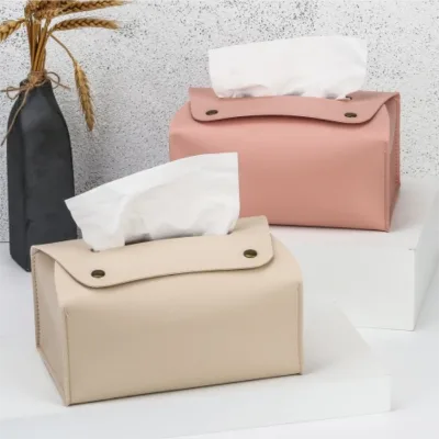 Custom Leather Tissue Paper Storage Bag PU Tissue Box Cover Paper Holder Home Car