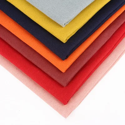 Wholesale Hand Embroidery Cotton Linen Fabric Solid Color Sofa Plain Cotton Linen Diy Handmade Home Textile
