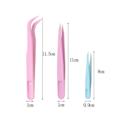 Diamond Drawing Colorful Plastic Tweezers Slanted Pointed Eyelash Extension Tweezers Durable Handmade Toy Tweezers for Eyebrow