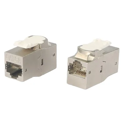 CAT6A Shielded modular jack RJ45 female to female 180 degree coupler keystone jack