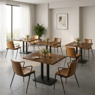 Heavy Duty Metal Dining Set Anti-Rust Weather Resistant Table Chairs for Commercial Restaurant Hotel Banquet Coffee Shop