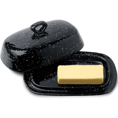 Black Ceramic Butter Dish With Lid for Countertop Keeper Butter  Kitchen Decor Accessories