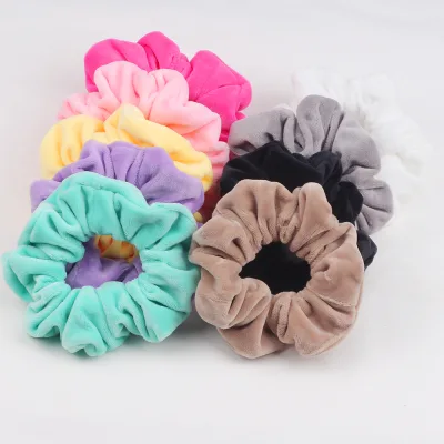Crystal Velvet Plain Color Customized Hair Band Hair Scrunchies