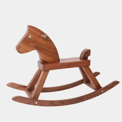 Chinese Style Decoration Wholesale Wooden Rocking Horse Trojan Horse Shaped Rocking Chair Toy Wooden Rocking Chair Beech Wood