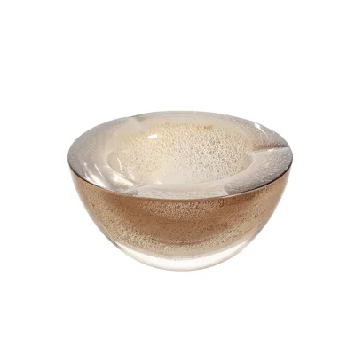 Luxury Hand-Blown Glass Decorative Bowl with Sparkling Gold Sand Texture Ashtray & Snack Dish for Modern Home Decor