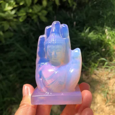 Wholesale Buddha in Palm Figurine Hand Carved Gemstone Buddha Statue Healing Crystal Feng Shui for Home Decor Meditation Gift