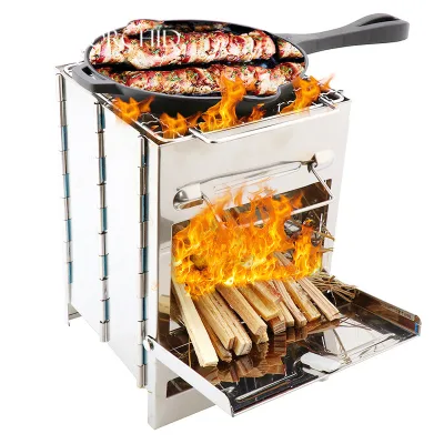 Multifunction Mini Durable Camping Stove Stainless Steel BBQ Cooking Portable Lightweight Camping Stove